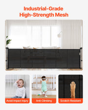 Retractable Baby Gate, 870 mm Tall, Extends up to 2800 mm Wide, Retractable Gate for Kids or Pets, Mesh V952-WZSSMHS110INI6TOP001V0