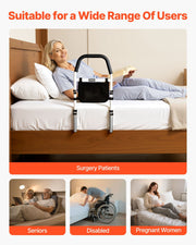 Bed Rail for Elderly, Bedside Assist Rails with PU Handrail, Adjustable Height Pipe Bedside Cane, V952-WZTSCBSWTBZCVD110001V0