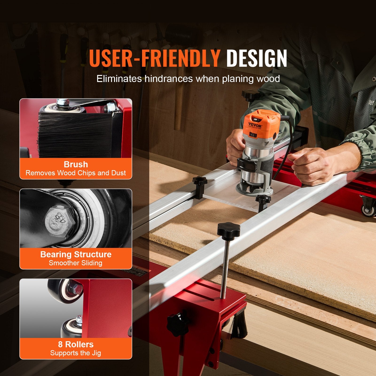 Router Sled, 1625 mm, Portable and Easy to Adjust Slab Flattening Jig, DIY Woodworking Router Sled for V952-XBJHGYS64YCGJWHK6V0