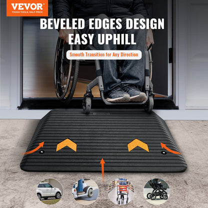 Upgraded Rubber Threshold Ramp, 10.2 cm Rise Door Ramp with 1 Channel, Natural Rubber Car Ramp with Non-Slip V952-XBLYPDBG355X2YEU8V0