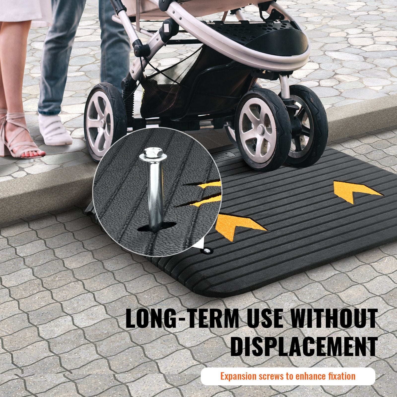 Upgraded Rubber Threshold Ramp, 10.2 cm Rise Door Ramp with 1 Channel, Natural Rubber Car Ramp with Non-Slip V952-XBLYPDBG355X2YEU8V0