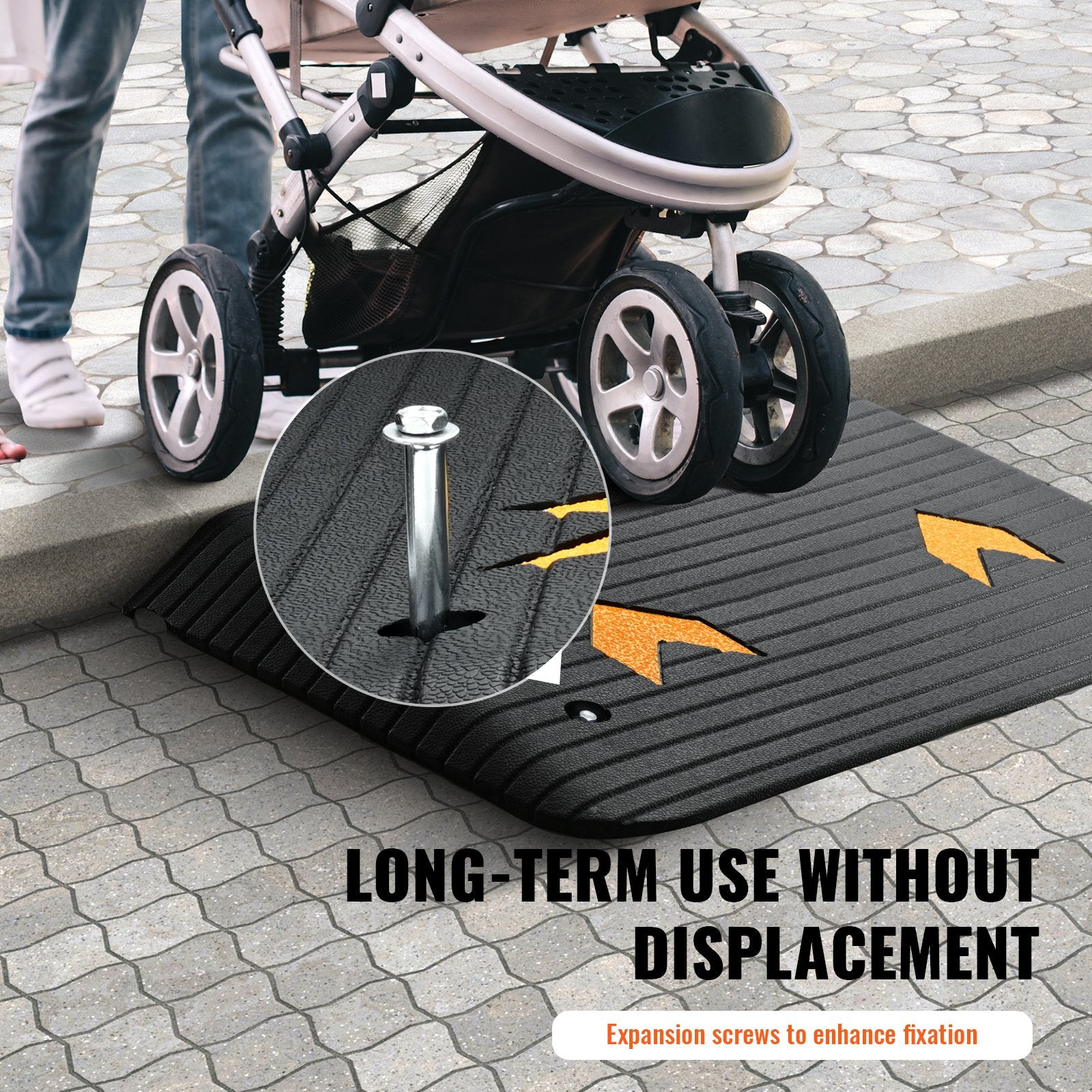Upgraded Rubber Threshold Ramp, 8.9 cm Rise Door Ramp with 1 Channel, Natural Rubber Car Ramp with Non-Slip V952-XBLYPDGB1355X9T5NV0