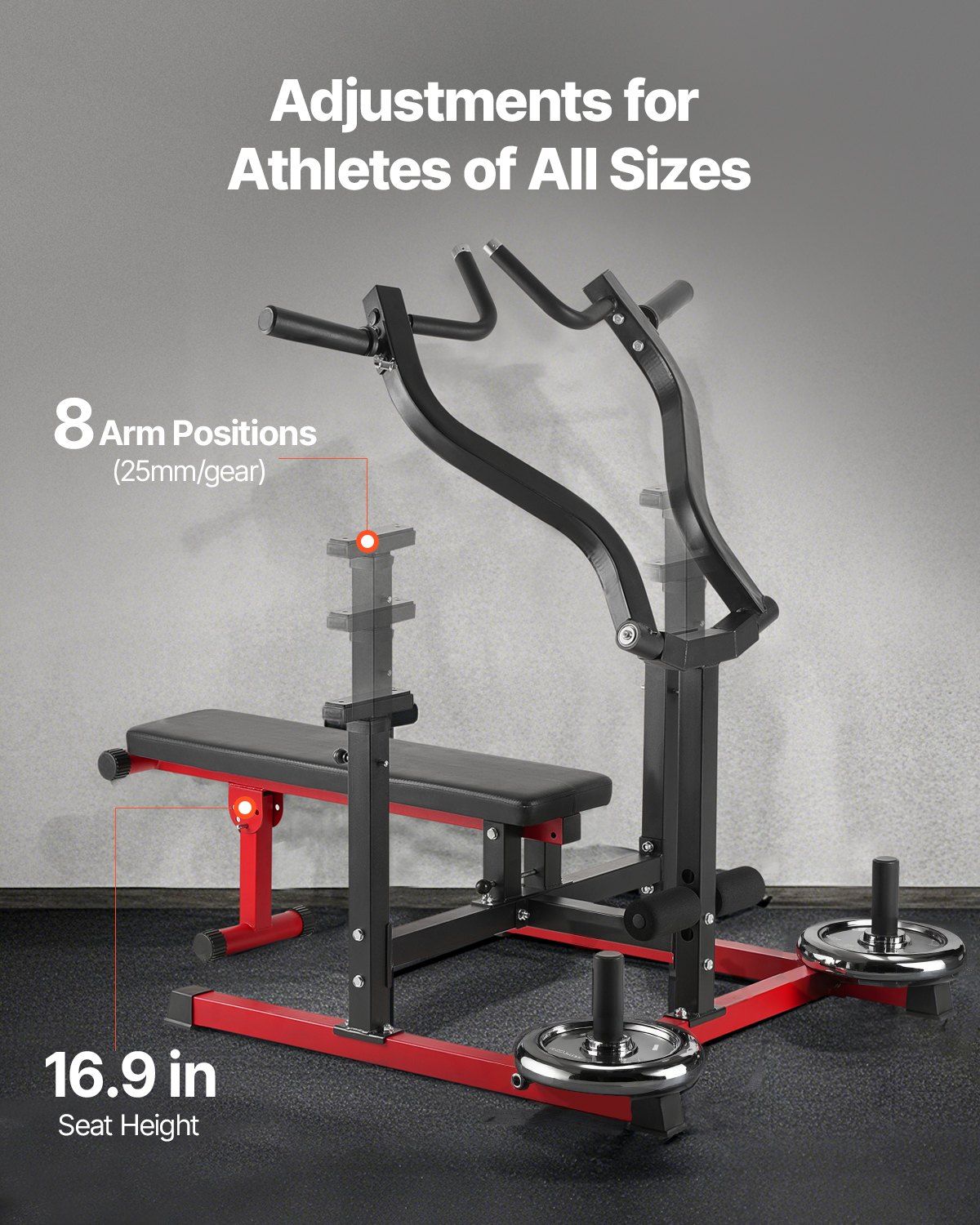 Chest Press Machine, 450 LBS Bench Press Set, Adjustable Flat Incline Bench with Independent Converging Arms, V952-XBTJJWTSXTJSME6SYV0
