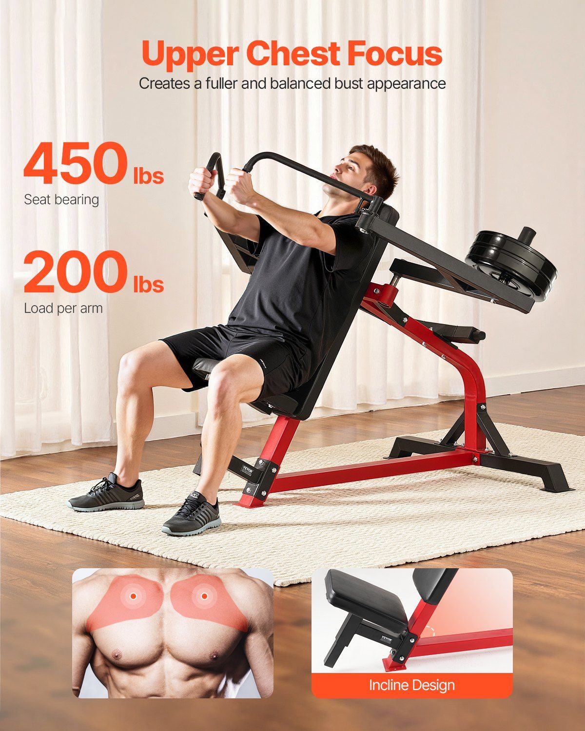 Incline Chest Fly and Rear Delt Fly Machine, 450 LBS Chest Machine, Adjustable Fitness Chest Bench Set, Home V952-XBTJJXTZYTJSOY411V0