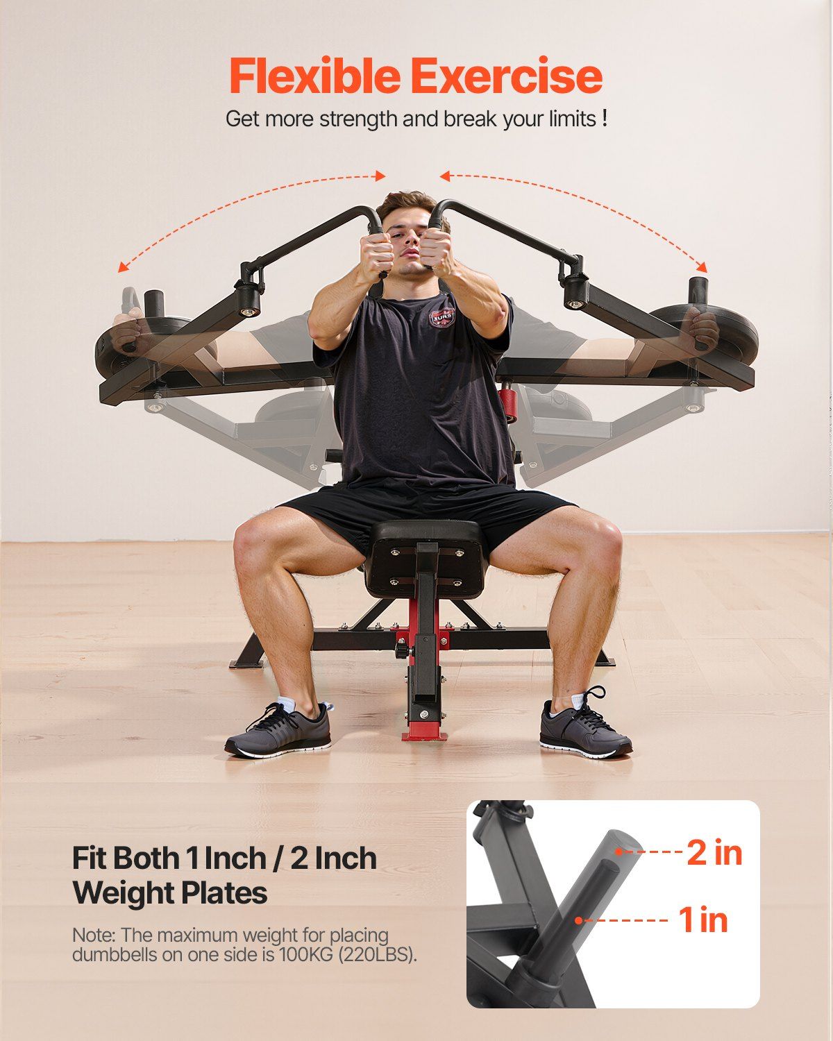 Incline Chest Fly and Rear Delt Fly Machine, 450 LBS Chest Machine, Adjustable Fitness Chest Bench Set, Home V952-XBTJJXTZYTJSOY411V0