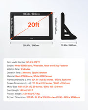20 ft Inflatable Movie Screen 16:9 600D Movie Projector with Portable Bag V952-XCQSTYPMPJS2ZE5PH001V3