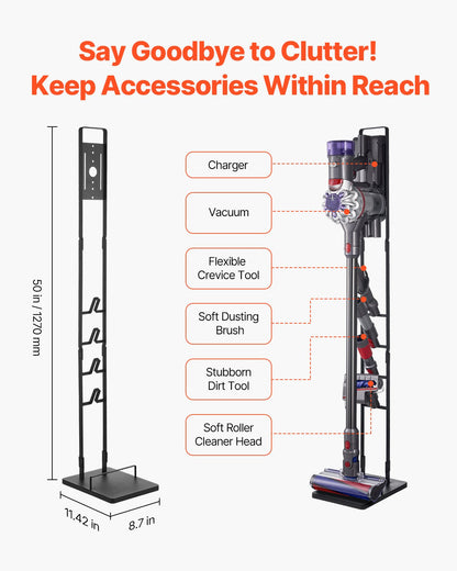 Vacuum Stand, Compatible With Dyson V6 V7 V8 V10 V11 V15, Stable Vacuum Stand Holder with 4 Hooks for Dyson V952-XCQZJDSLSKJB6SW7NV0