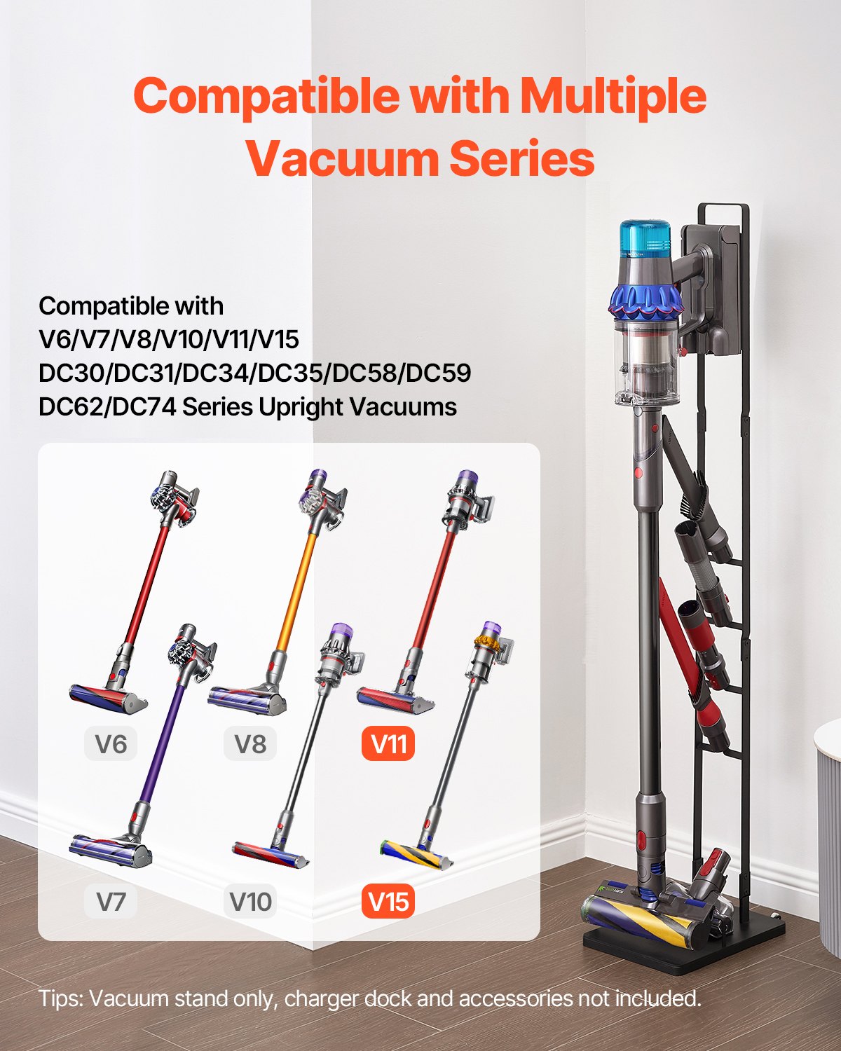 Vacuum Stand, Compatible With Dyson V6 V7 V8 V10 V11 V15, Stable Vacuum Stand Holder with Wheels for Dyson V952-XCQZJDSLSKJDESAREV0