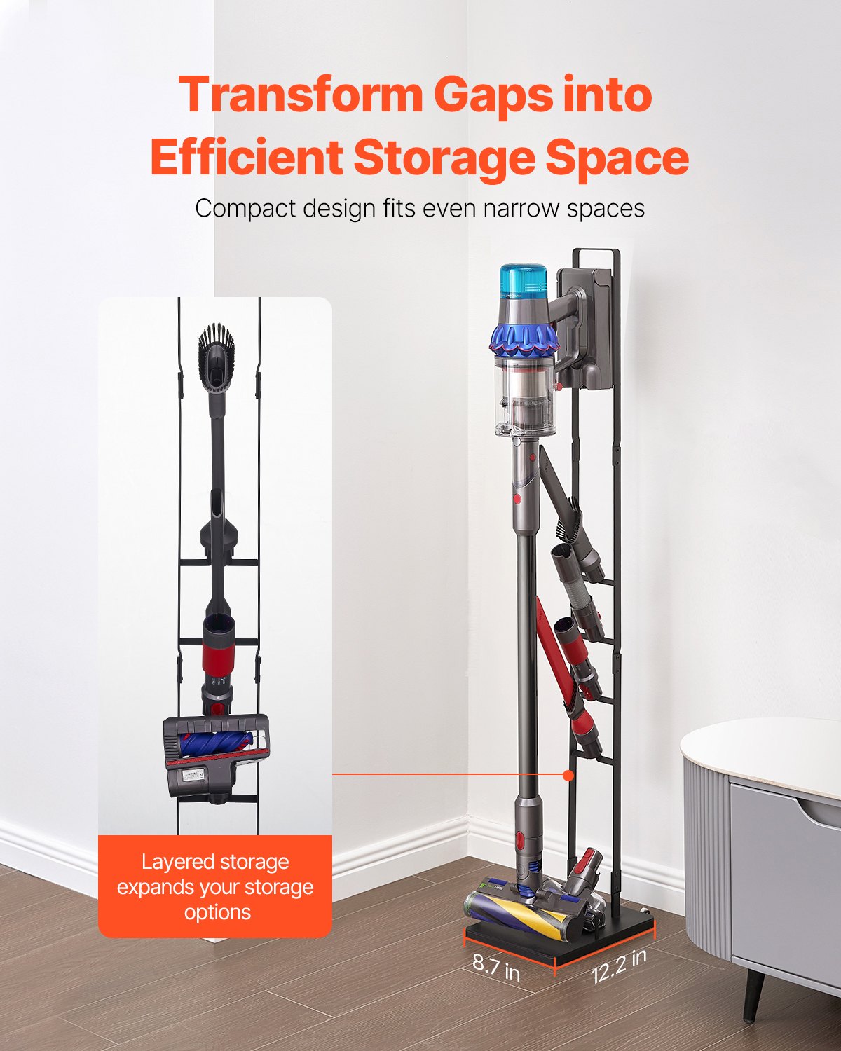Vacuum Stand, Compatible With Dyson V6 V7 V8 V10 V11 V15, Stable Vacuum Stand Holder with Wheels for Dyson V952-XCQZJDSLSKJDESAREV0