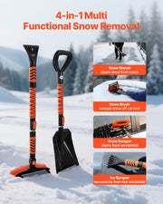 Snow Shovel and Snow Brush, 107cm Extendable Snows Broom & Ice Scraper with 180 degrees Pivoting Brush Head, V952-XCXSTZSL10INXQYFC001V0