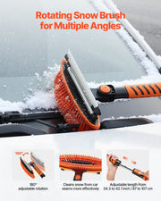 Snow Shovel and Snow Brush, 107cm Extendable Snows Broom & Ice Scraper with 180 degrees Pivoting Brush Head, V952-XCXSTZSL10INXQYFC001V0