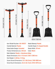 Snow Shovel and Snow Brush, 107cm Extendable Snows Broom & Ice Scraper with 180 degrees Pivoting Brush Head, V952-XCXSTZSL10INXQYFC001V0