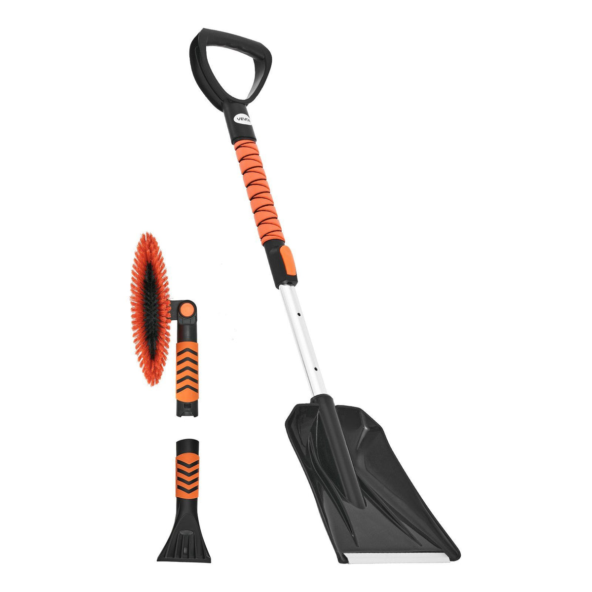 Snow Shovel and Snow Brush, 107cm Extendable Snows Broom & Ice Scraper with 180 degrees Pivoting Brush Head, V952-XCXSTZSL10INXQYFC001V0
