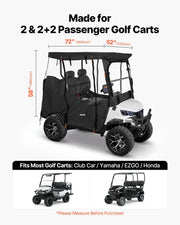 Golf Cart Cover, Visible Full-Enclosure 2&2+2 Passenger Golf Cart, 600D Waterproof Oxford Fabric Club Car V952-XCZYCZKSHKS2ZQV81001V0