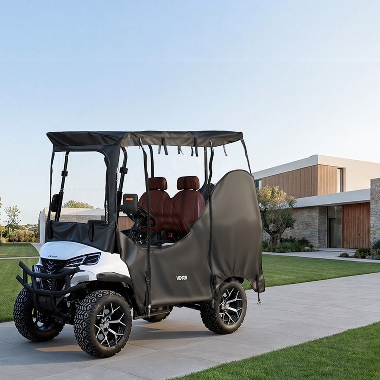 Golf Cart Cover, Visible Full-Enclosure 2&2+2 Passenger Golf Cart, 600D Waterproof Oxford Fabric Club Car V952-XCZYCZKSHKS2ZQV81001V0
