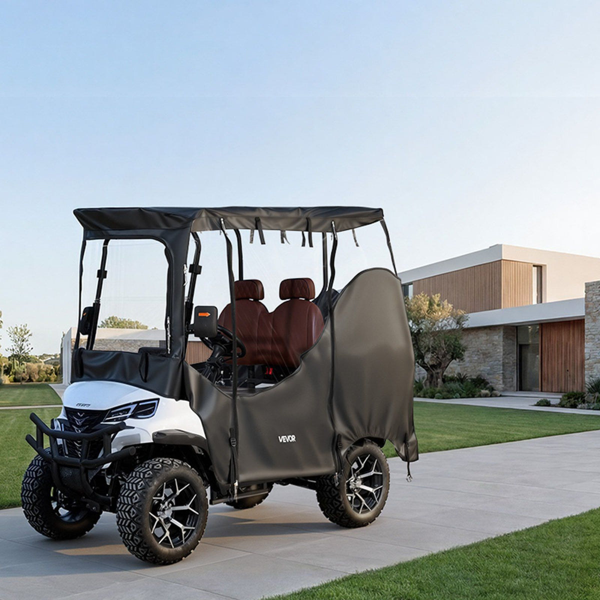 Golf Cart Cover, Visible Full-Enclosure 2&2+2 Passenger Golf Cart, 600D Waterproof Oxford Fabric Club Car V952-XCZYCZKSHKS2ZQV81001V0