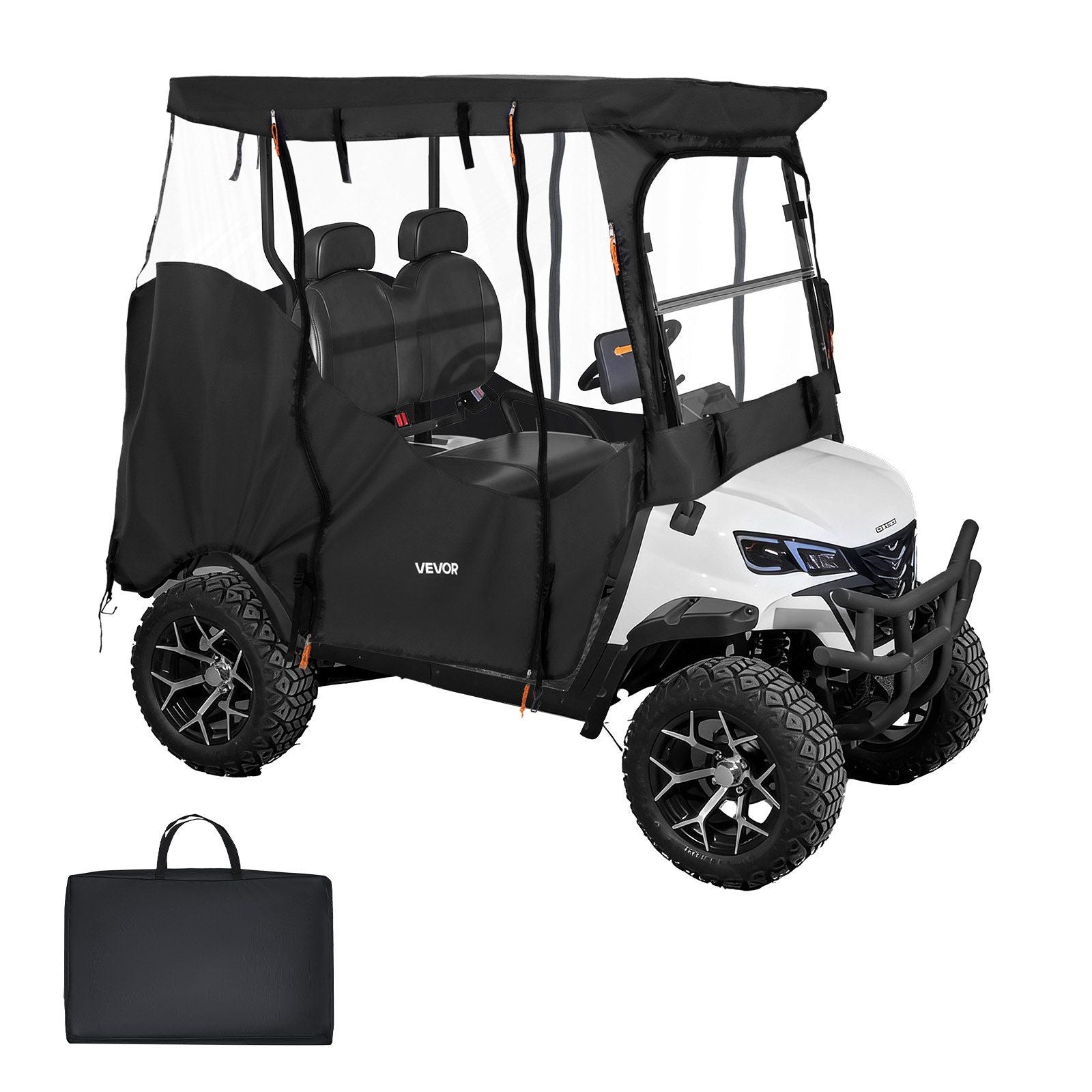 Golf Cart Cover, Visible Full-Enclosure 2&2+2 Passenger Golf Cart, 600D Waterproof Oxford Fabric Club Car V952-XCZYCZKSHKS2ZQV81001V0