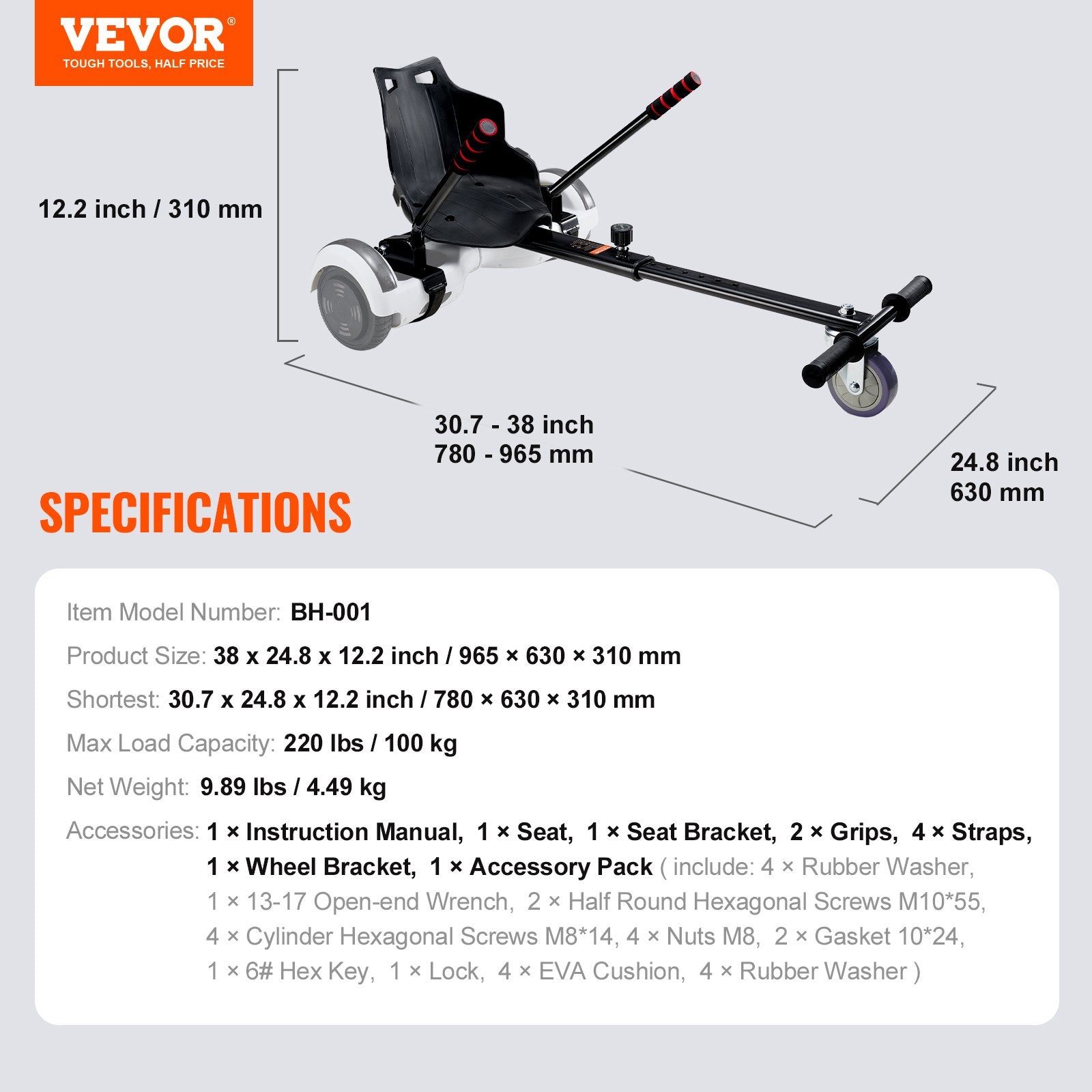 Hoverboard Seat Attachment, Compatible with All 16.5cm20.3cm21.6cm25.4 Hoverboards,Grips Control,Adjustable V952-XFHBZYGLKGLKIKYPCV0
