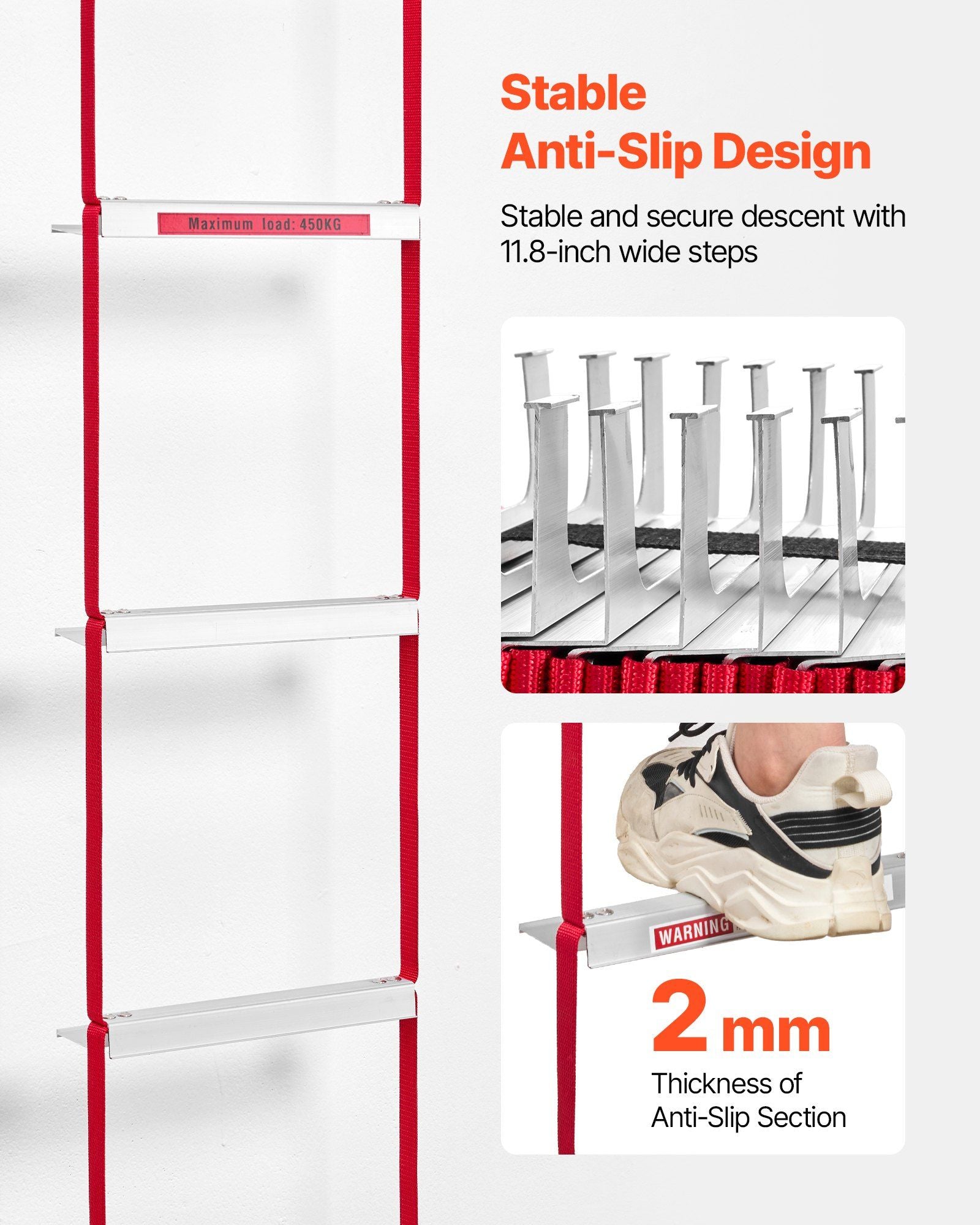 Fire Escape Ladder, 3-Story 7.62m Retractable Emergency Fire Ladder, Lightweight Aluminum Alloy Safety Escape V952-XFTSTFHTST257SACB001V0
