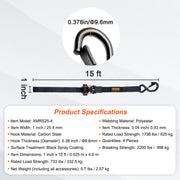 4 Pack Ratchet Tie Down Straps 2200 lbs 1"x15' Heavy Duty for Cargo V952-XGJLDXGS1X154F4R0V0