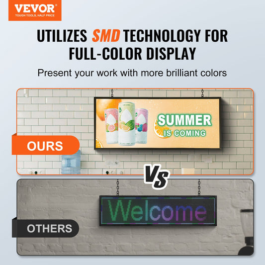 Programmable LED Sign, P6 Full Color LED Scrolling Panel, DIY Custom Text Animation Pattern Display Board, V952-XGSGDBZP40X1OLUIUV3