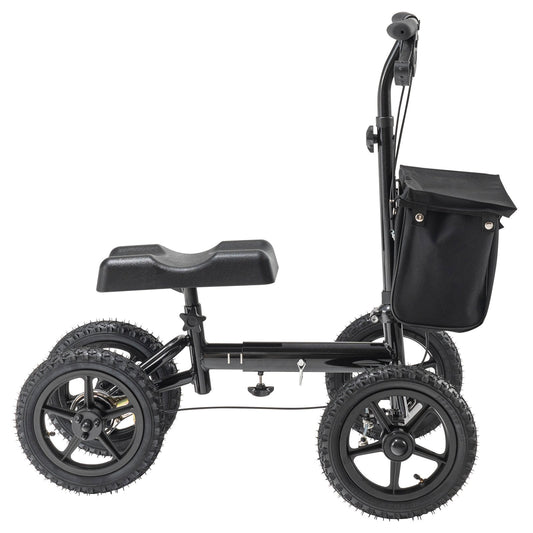 Folding Knee Scooter, Aluminum Steerable Knee Walker with Height-Adjustable Handlebar & Knee Pad, 12" V952-XGZXQCQLBDJZ6X9I8V0