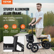 Folding Knee Scooter, Aluminum Steerable Knee Walker with Height-Adjustable Handlebar & Knee Pad, 12" V952-XGZXQCQLBDJZ6X9I8V0