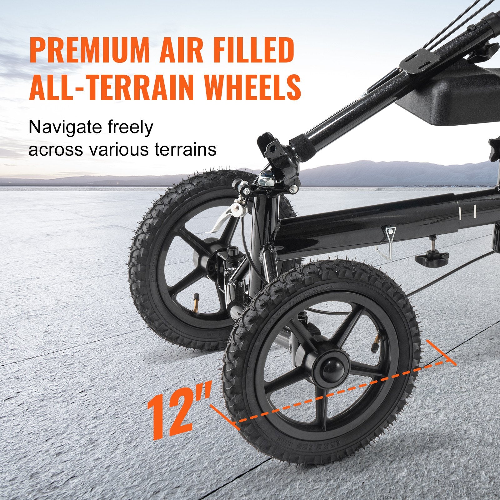 Folding Knee Scooter, Aluminum Steerable Knee Walker with Height-Adjustable Handlebar & Knee Pad, 12" V952-XGZXQCQLBDJZ6X9I8V0