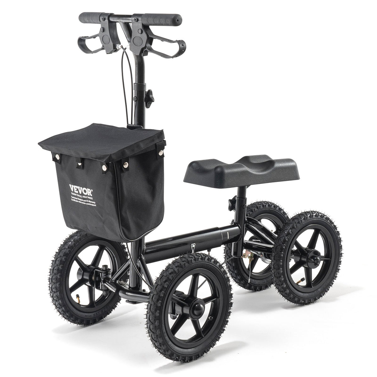 Folding Knee Scooter, Aluminum Steerable Knee Walker with Height-Adjustable Handlebar & Knee Pad, 12" V952-XGZXQCQLBDJZ6X9I8V0