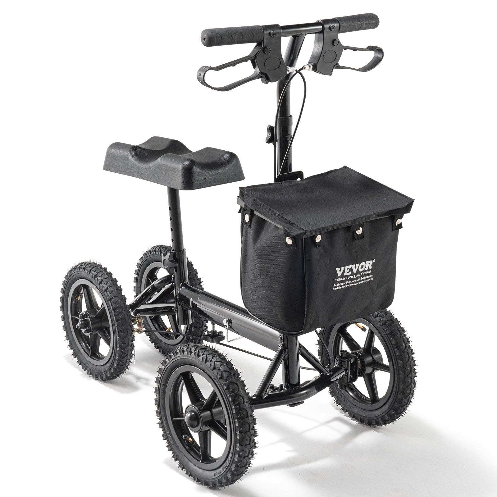 Folding Knee Scooter, Aluminum Steerable Knee Walker with Height-Adjustable Handlebar & Knee Pad, 12" V952-XGZXQCQLBDJZ6X9I8V0