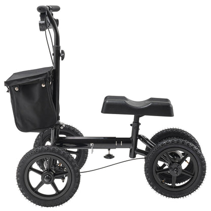 Folding Knee Scooter, Aluminum Steerable Knee Walker with Height-Adjustable Handlebar & Knee Pad, 12" V952-XGZXQCQLBDJZ6X9I8V0