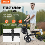 Folding Knee Scooter, Carbon Steel Steerable Knee Walker with Height-Adjustable Handlebar & Knee Pad, V952-XGZXQQ10H8SXT3HJ5V0