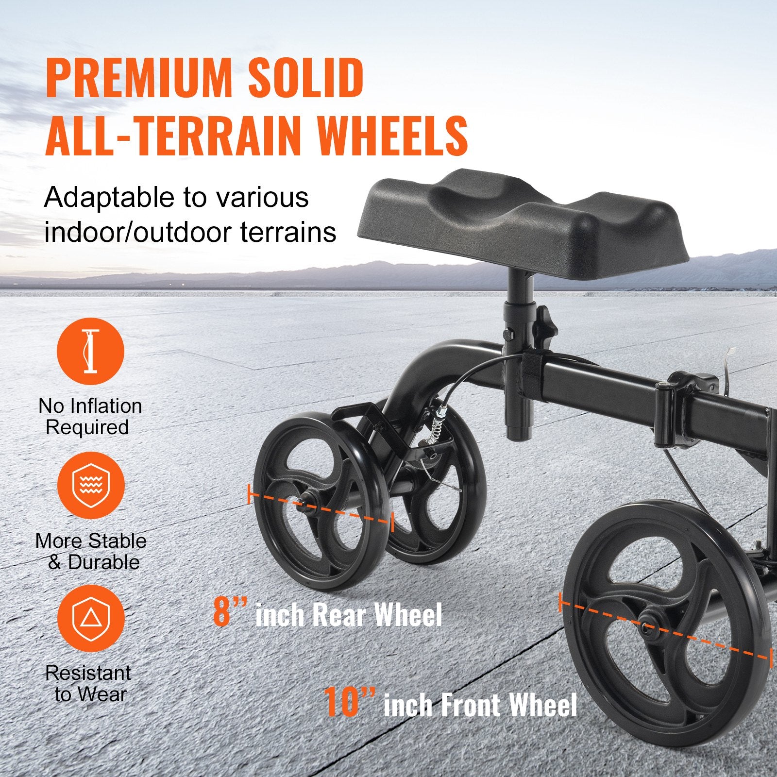 Folding Knee Scooter, Carbon Steel Steerable Knee Walker with Height-Adjustable Handlebar & Knee Pad, V952-XGZXQQ10H8SXT3HJ5V0