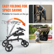 Folding Knee Scooter, Carbon Steel Steerable Knee Walker with Height-Adjustable Handlebar & Knee Pad, V952-XGZXQQ10H8SXT3HJ5V0