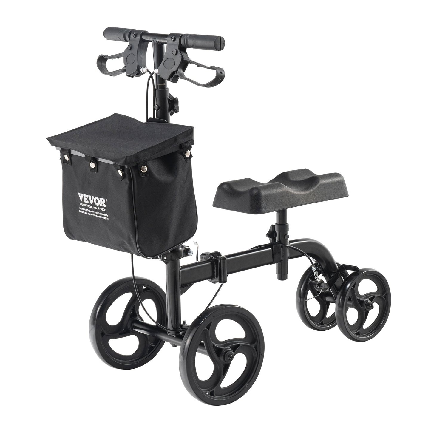 Folding Knee Scooter, Carbon Steel Steerable Knee Walker with Height-Adjustable Handlebar & Knee Pad, V952-XGZXQQ10H8SXT3HJ5V0