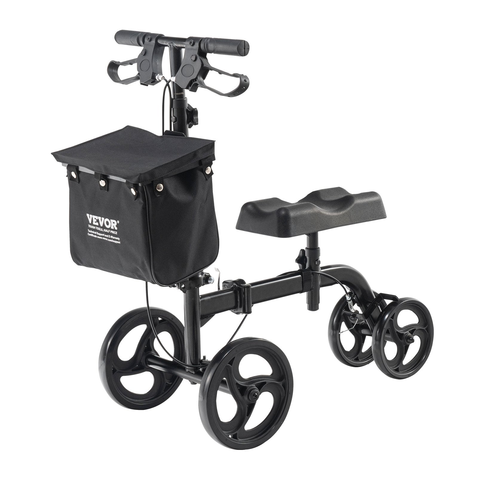 Folding Knee Scooter, Carbon Steel Steerable Knee Walker with Height-Adjustable Handlebar & Knee Pad, V952-XGZXQQ10H8SXT3HJ5V0