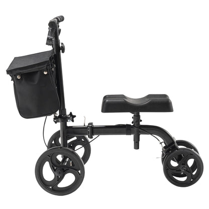 Folding Knee Scooter, Carbon Steel Steerable Knee Walker with Height-Adjustable Handlebar & Knee Pad, V952-XGZXQQ10H8SXT3HJ5V0