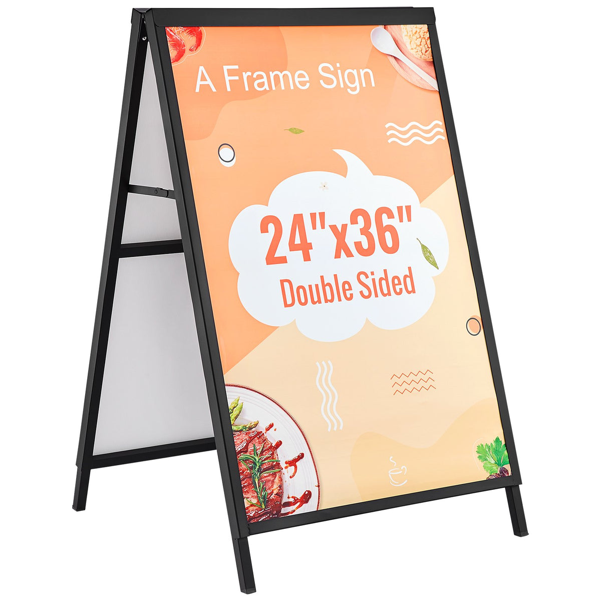 A Frame Sidewalk Sign, 61x91cm Heavy Duty Slide-in Signboard Holder, Double-Sided Folding Sandwich Board V952-XHBZA2436INCHM1FCV0