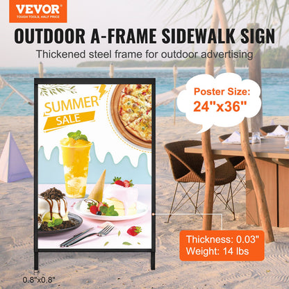 A Frame Sidewalk Sign, 61x91cm Heavy Duty Slide-in Signboard Holder, Double-Sided Folding Sandwich Board V952-XHBZA2436INCHM1FCV0
