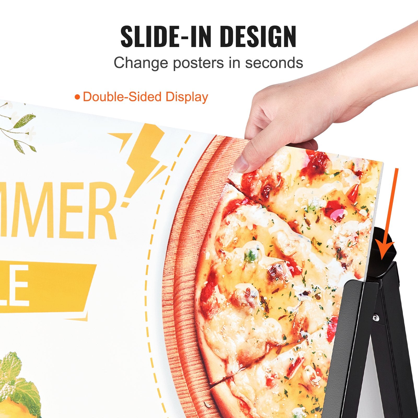 A Frame Sidewalk Sign, 61x91cm Heavy Duty Slide-in Signboard Holder, Double-Sided Folding Sandwich Board V952-XHBZA2436INCHM1FCV0