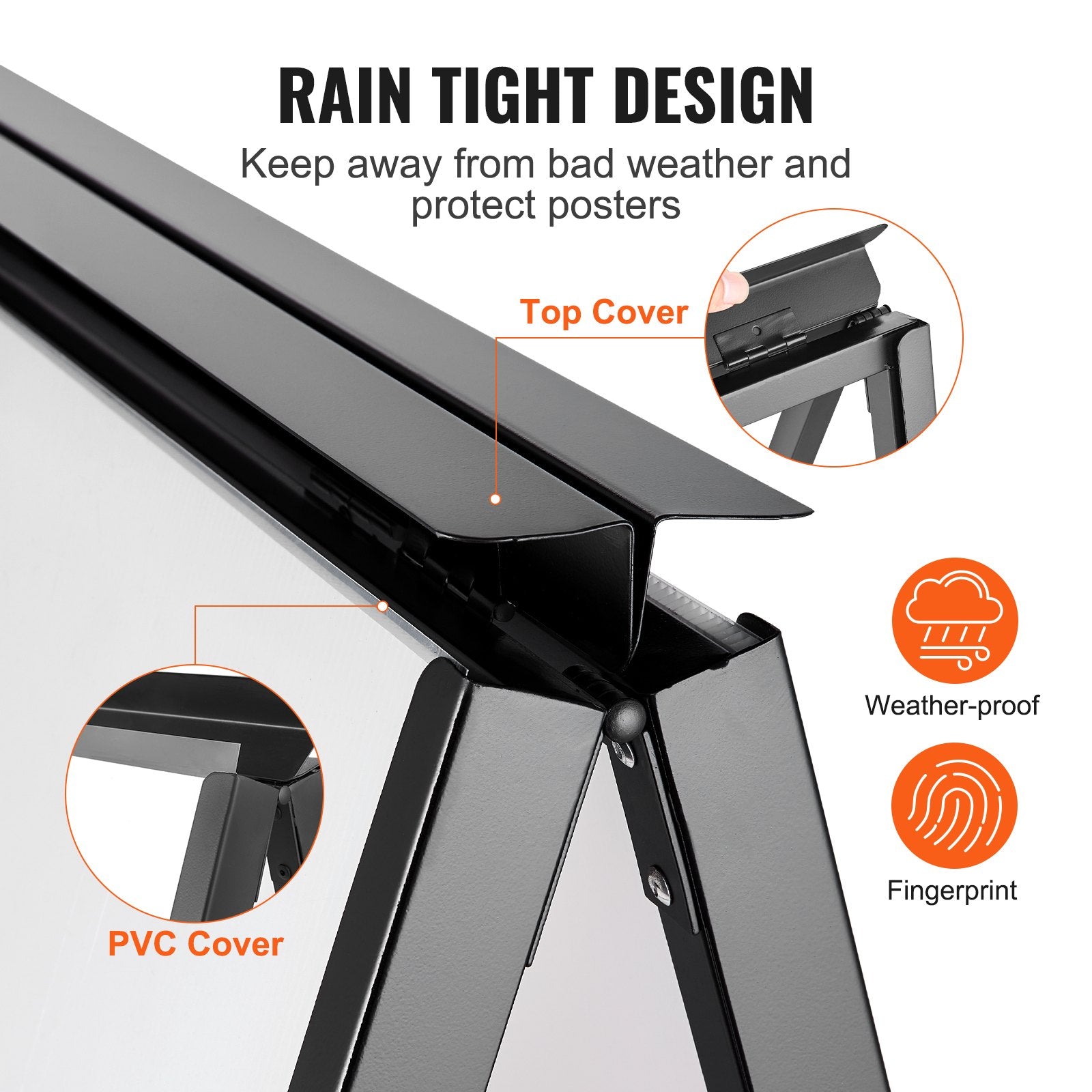 A Frame Sidewalk Sign, 61x91cm Heavy Duty Slide-in Signboard Holder, Double-Sided Folding Sandwich Board V952-XHBZA2436INCHM1FCV0