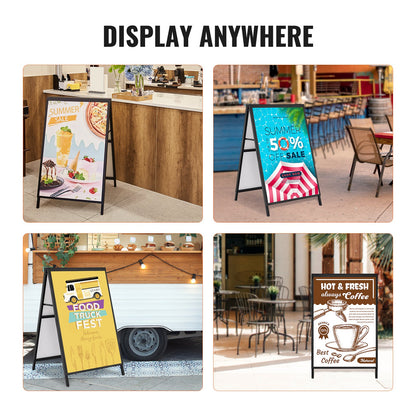 A Frame Sidewalk Sign, 61x91cm Heavy Duty Slide-in Signboard Holder, Double-Sided Folding Sandwich Board V952-XHBZA2436INCHM1FCV0