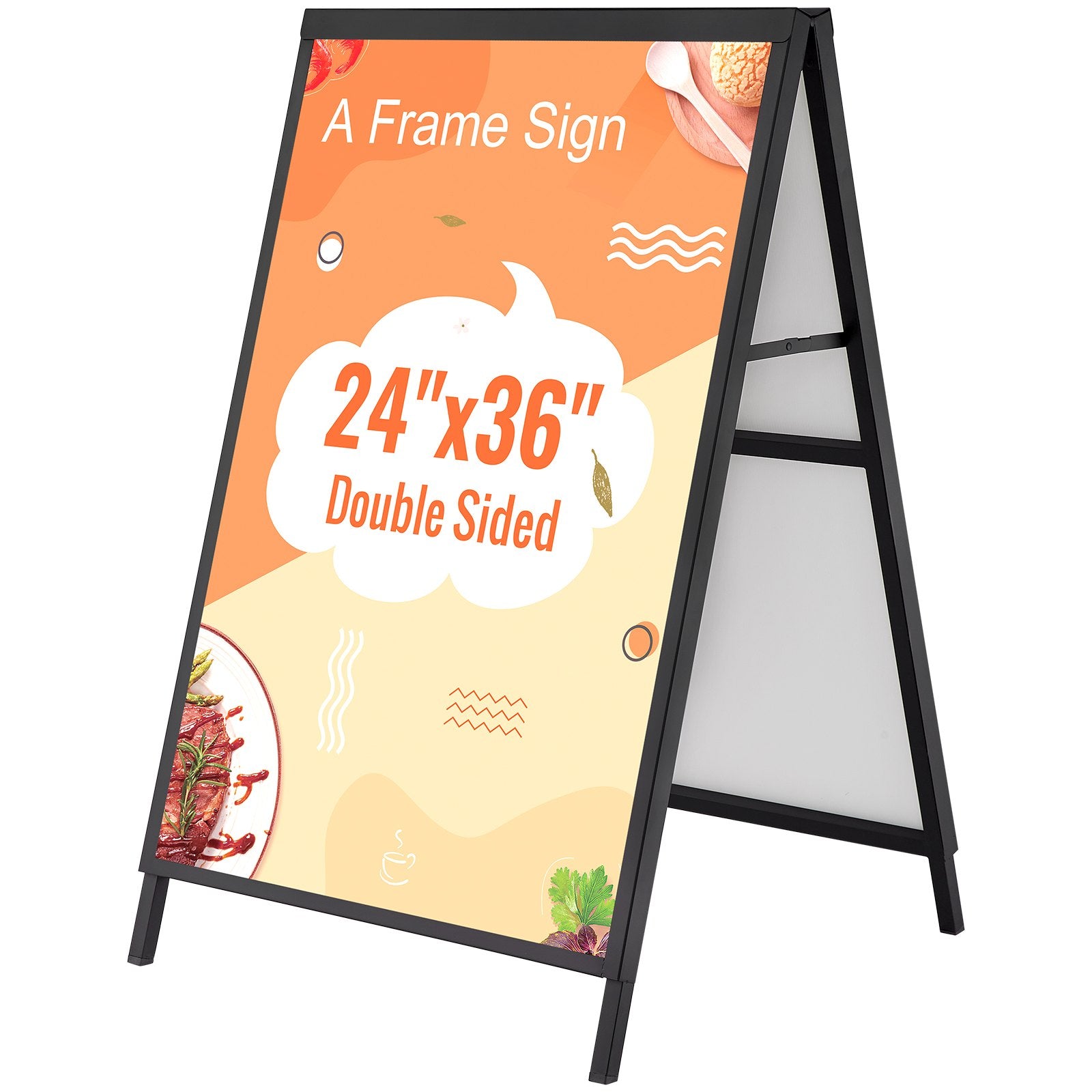A Frame Sidewalk Sign, 61x91cm Heavy Duty Slide-in Signboard Holder, Double-Sided Folding Sandwich Board V952-XHBZA2436INCHM1FCV0