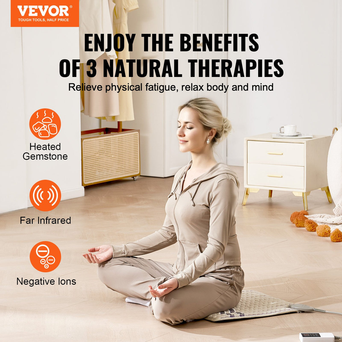 Far Infrared Heating Pad Amethyst Gemstones Heating Mat with Negative Ions V952-XHZSJJRDXHL1GQGIEV3