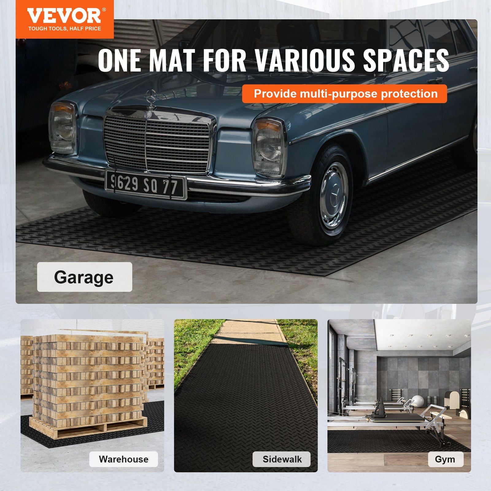 Diamond-Plate Rubber Flooring Roll, 3 mm x 4 ft x 6 ft Garage Floor Mat, SBR Rubber Garage Flooring Roll, V952-XJCKDDXJ46FT6HD7BV0