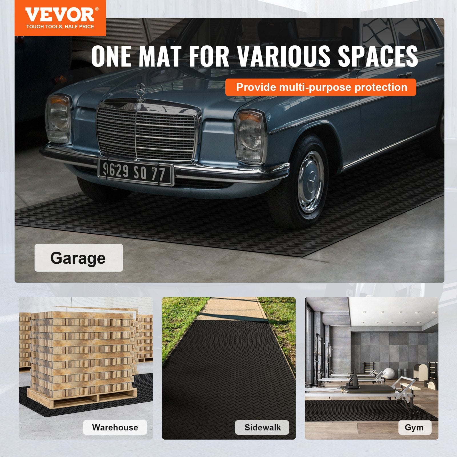 Diamond-Plate Rubber Flooring Roll, 3 mm x 4 ft x 8 ft Garage Floor Mat, SBR Rubber Garage Flooring Roll, V952-XJCKDDXJ48FTC1SYMV0