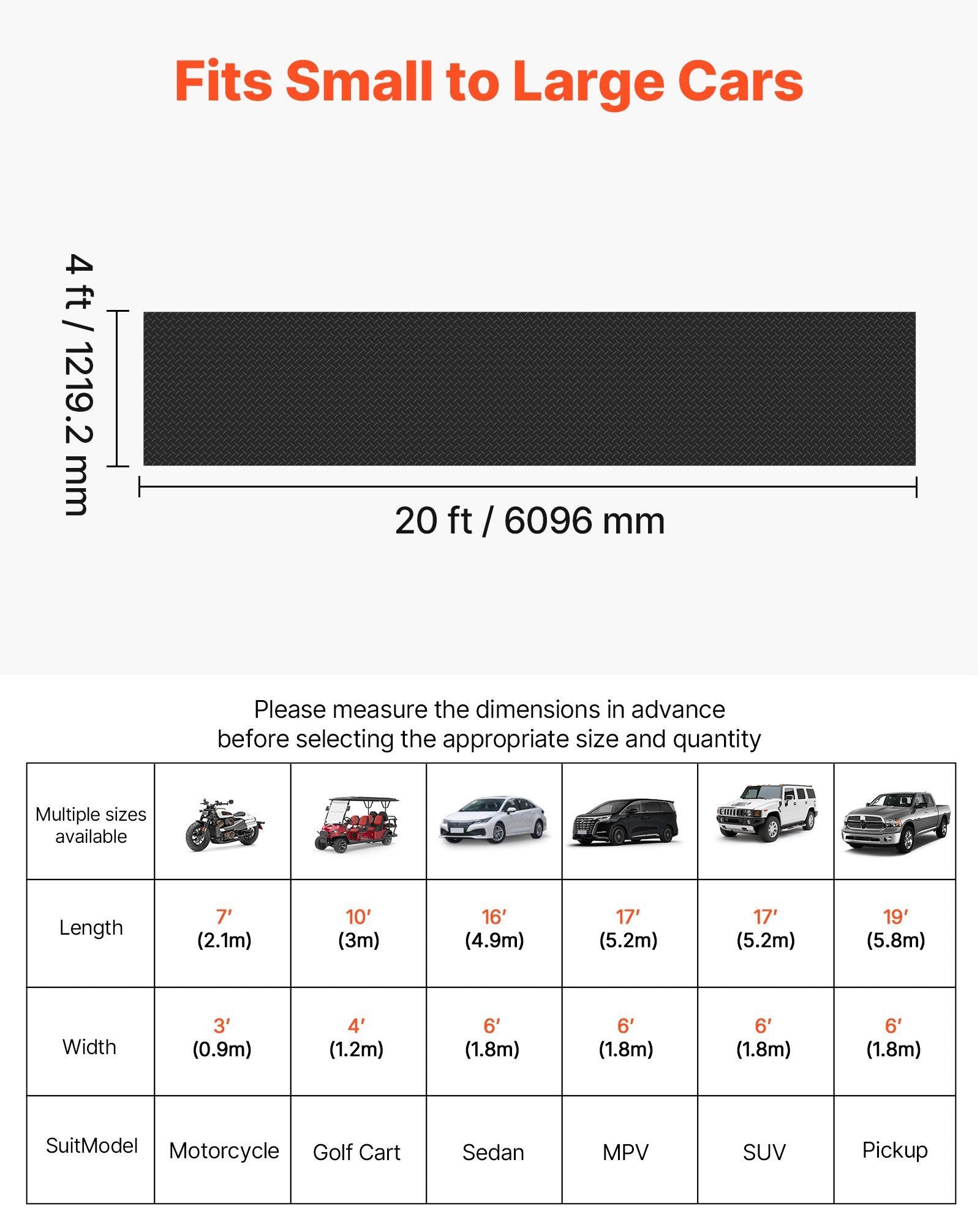 Garage Floor Roll, 1.22 x 6.1 m Garage Flooring Mat, 3 mm Thickened Rubber Diamond Plate Floor Protector Mat, V952-XJJZCKDDXJ42AFKOS001V0