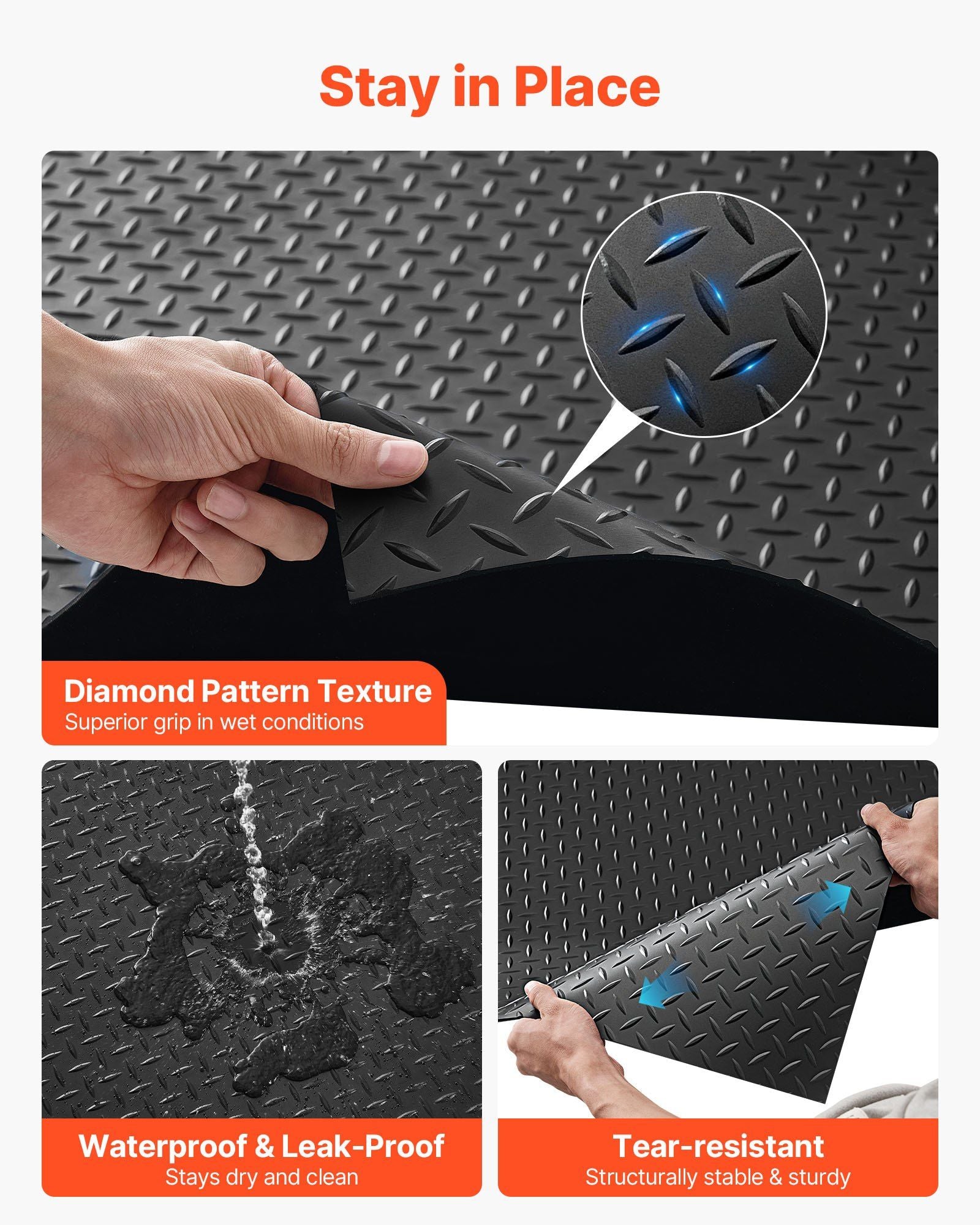 Garage Floor Roll, 1.22 x 6.1 m Garage Flooring Mat, 3 mm Thickened Rubber Diamond Plate Floor Protector Mat, V952-XJJZCKDDXJ42AFKOS001V0