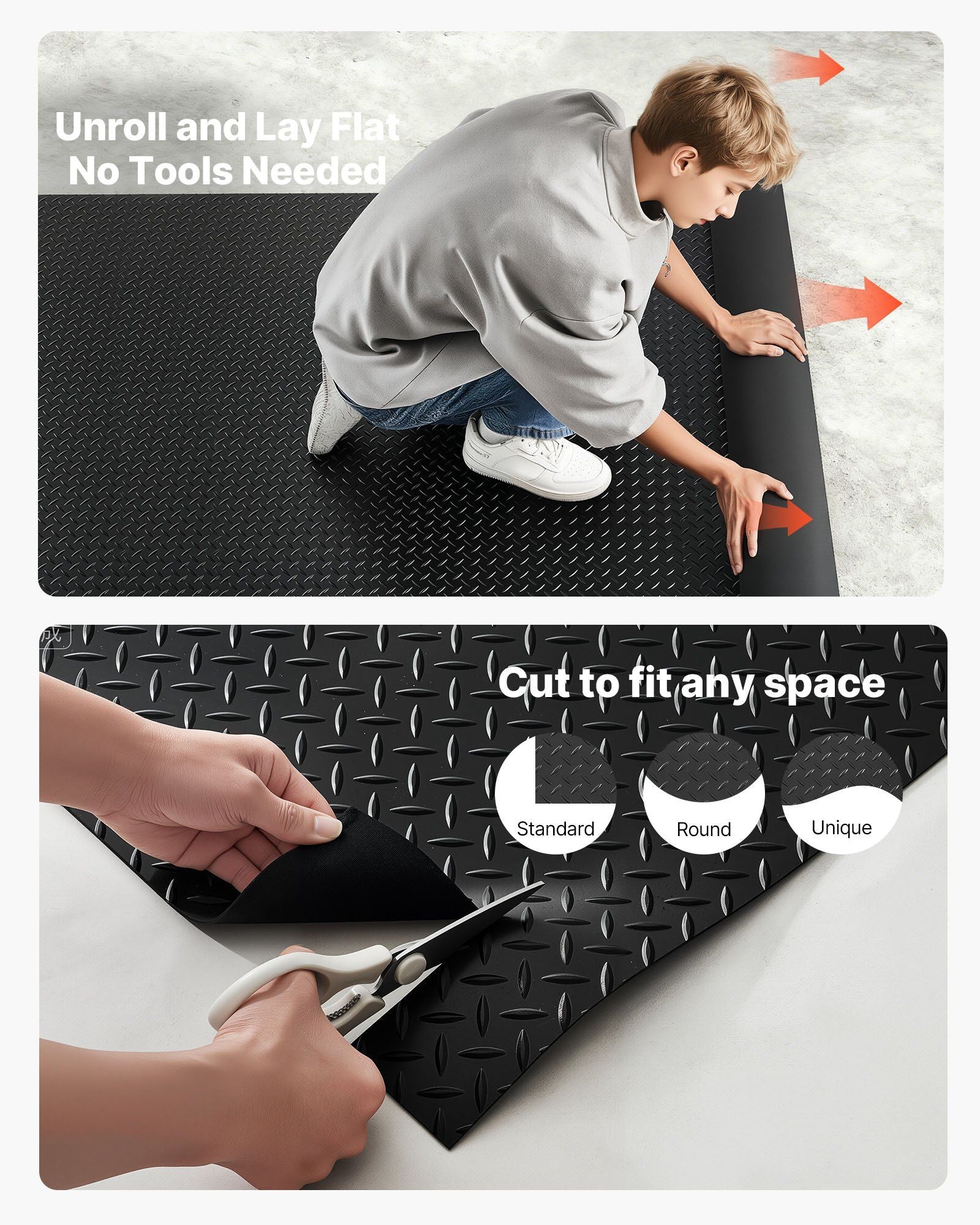 Garage Floor Roll, 1.22 x 6.1 m Garage Flooring Mat, 3 mm Thickened Rubber Diamond Plate Floor Protector Mat, V952-XJJZCKDDXJ42AFKOS001V0
