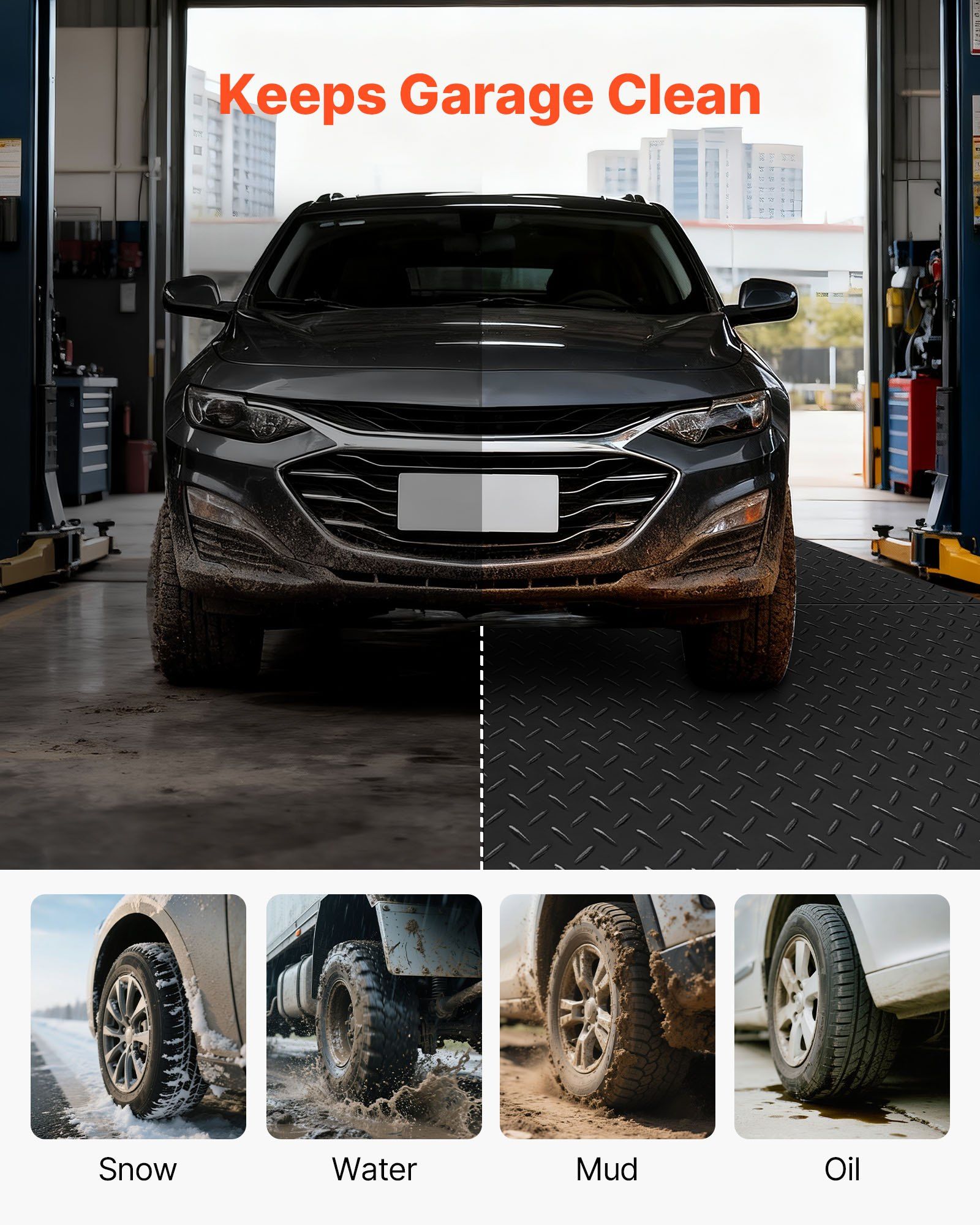 Garage Floor Roll, 1.22 x 7.62 m Garage Flooring Mat, 3 mm Thickened Rubber Diamond Plate Floor Protector V952-XJJZCKDDXJ42VDDB8001V0